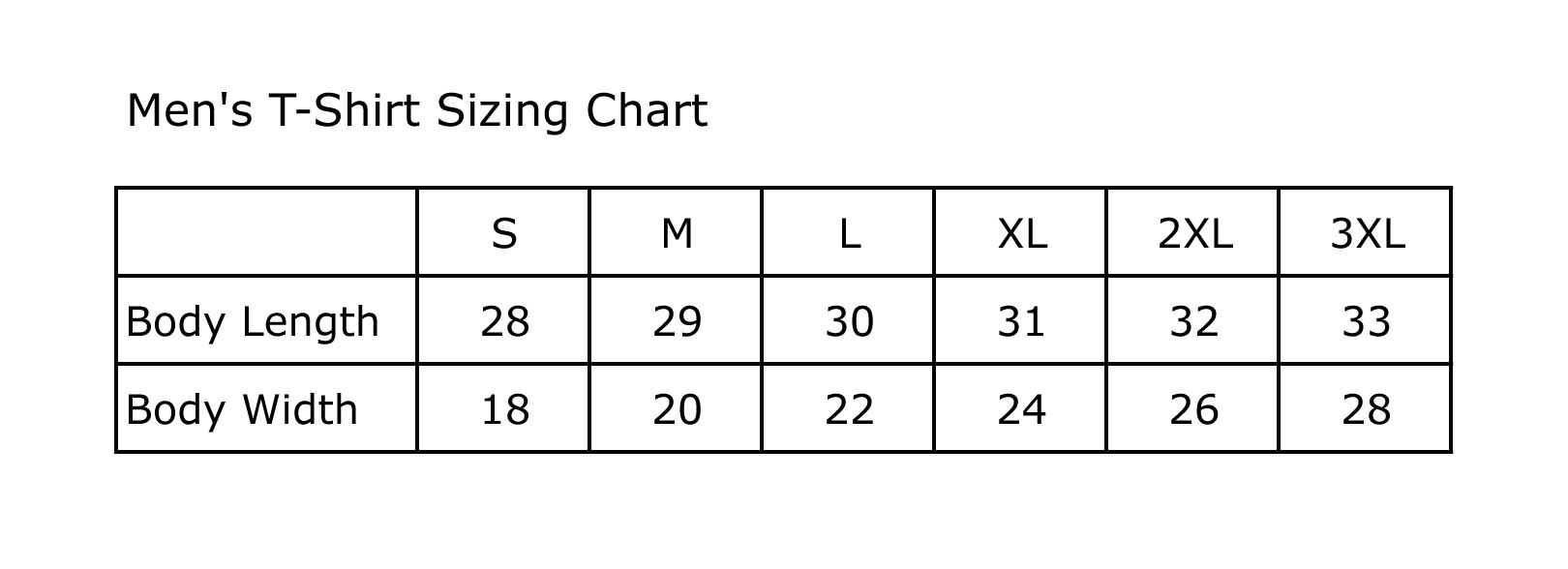 Mustang Size Chart